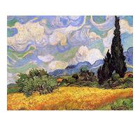 Wee Blue Coo Vincent Van Gogh Wheat Field with Cypresses 1889 Painting Wall Art Print Mur Décor 30 x 41 cm