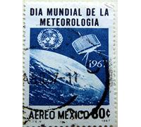 Wee Blue Coo VINTAGE POSTAGE STAMP 1967 MEXICO SPACE SATELLITES EARTH NEW FINE ART PRINT POSTER PICTURE 30x40 CMS Ancien Affranchissement Timbre Mexique Espace TERRE Impression d'art Affiche Image