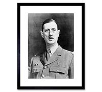 Wee Blue Coo Vintage President War General Gaulle French Portrait Framed Art Print B12X11832
