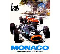 Wee Blue Coo Vintage Transport Monaco 25 Grand Prix Automobile 1967 Race Wall Art Print Mur Décor 30 x 41 cm
