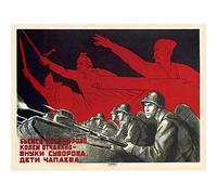 Wee Blue Coo War WW2 Red Army Bayonet Gun Tank Soviet Union Vintage Advertising Wall Art Print Mur Décor 30 x 41 cm