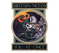 Wee Blue Coo War WWI UK Britain George Dragon Knight Lance Wall Art Print Mur Décor 30 x 41 cm