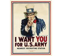 Wee Blue Coo War WWI USA Uncle Sam Want You Army Iconic Wall Art Print Mur Décor 30 x 41 cm