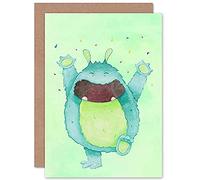 Wee Blue Coo Wee Wild Monsters Rae Happy Kids Sealed Greeting Card Plus Envelope Blank inside Monstre Content Des gamins