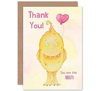 Wee Blue Coo Wee Wild Monsters Toby Thank You Best Heart Sealed Greeting Card Plus Envelope Blank inside Monstre Cœur