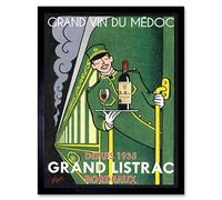 Wee Blue Coo Wine Grand Vin Medoc Listrac Express Art Print Framed Poster Wall Decor 12x16 inch du vin Grandiose Affiche Mur Déco