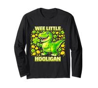Wee Little Hooligan Irish Dino Shamrock St Patricks Day Manche Longue