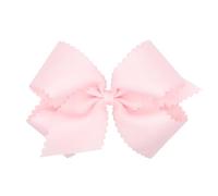 Wee Ones Nœud à cheveux classique gros-grain pour fille avec bords festonnés et centre uni sur une pince à cheveux WeeStay Rose poudré