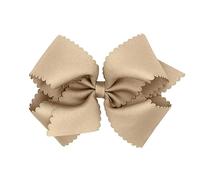 Wee Ones Nœud à cheveux gros-grain classique pour fille avec bords festonnés et centre uni sur une pince à cheveux WeeStay King Avoine