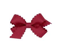 Wee Ones Nœud à cheveux gros-grain classique pour fille avec bords festonnés et centre uni sur une pince à cheveux WeeStay Mini, canneberge