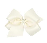 Wee Ones Nœud gros-grain pour fille avec bord festonné, blanc antique, roi