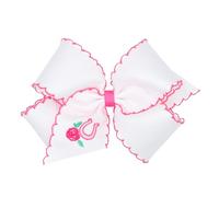 Wee Ones Nœud pour cheveux en gros-grain brodé cowgirl western avec bord au point de lune Rose King