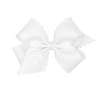 Wee Ones Pince à cheveux antidérapante WeeStay avec nœud brodé sur le thème de Pâques - Taille M - Blanc et blanc