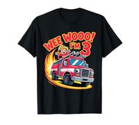 Wee Woo 3rd Bday Fire Truck Boy I’m 3 Firefighter Birthday T-Shirt