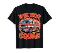 Wee Woo Squad Funny Fire Truck Cartoon Flame Emergency Fun T-Shirt
