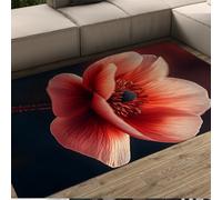 WEECHAINGE 100x150cm Tapis de Salon Œuvres Florales Rouges Tapis Lavable dans la Chambre Tapis d’Accent botanique esthétique Art Moderne pour décor d’Appartement et dortoir