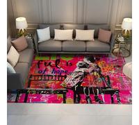 WEECHAINGE 100x150cm Tapis Vintage Grand Salon Lavable Doux à Poils Ras antidérapant Contemporain Street Art Espoir Enfants Tapis de Sol intérieur pour Table à Manger Bureau