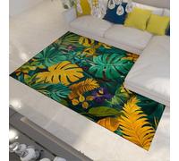 WEECHAINGE 60x90cm Tapis pour Le Salon Feuilles Vertes de Monstera Tropicale Tapis lavables d’intérieur Moquette antidérapante à Poil Bas pour Chambre Entrée Chambre de bébé
