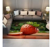 WEECHAINGE 80x150cm Tapis Fruits pour Le Salon Rouges lavables antidérapant Fraise Tapis Vert à Poil Bas pour Cuisine Chambre Salle à Manger léger