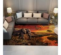 WEECHAINGE 80x150cm Tapis lavablepour Salon Savane Africaine Faune Antidérapant Non-muant Grand Tapis de Sol pour Salon Ferme Salle de Jeux