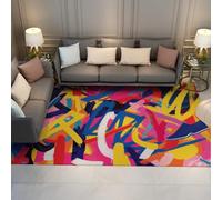 WEECHAINGE Abstrait coloré Coup de Pinceau Tapis 120x180cm d Impression Art Moderne pour Salon Chambre à Coucher Bureau sans Perte et Facile Nettoyer Sol Salle Jeux