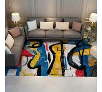 WEECHAINGE Abstrait Graffiti Salon Tapis 90x150cm Extra Grande Taille Doux au Toucher à Poils Courts coloré Art Moderne de Chevet Cuisine Non délestructif Lavable en Machine