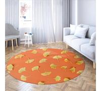 WEECHAINGE Automne Ginkgo Feuille Rond Moquette pour séjour Chambre Orange Zone Moderne Tapis Doux Lavable Poils Repliables Tapis De Sol Décor De Salon 180cm
