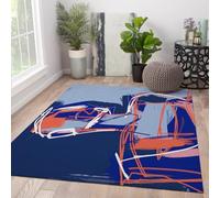 WEECHAINGE Blue Carpets Salon Graffiti Abstrait Line Design Tapis 90x150cm de Chevet Art Contemporain Espace antidérapant carpette Accessoires Chambre pour Hommes Décoration des Chambres Descente