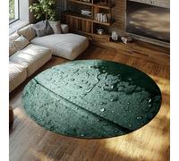 WEECHAINGE Chambre à Coucher Rond Tapis de rosée Gouttes sur Feuille Verte Impression Doux Mince Lavable Tapis de Sol avec Support antidérapant Nature Photographie Decor pour café 90cm