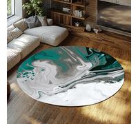 WEECHAINGE Collection Tapis Rond Sarcelle d Hiver Gris et Blanc Moderne Abstrait Marbre Design Non mue Entretien Facile pour Un Fort trafic dans Le Salon Chambre Entrée 150cm