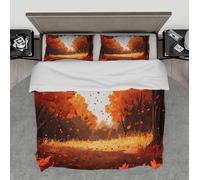 WEECHAINGE Conte de fées Woodland Housse de Couette Doux Respirant Ardent Automne forêt audacieuse Feuilles d’érable et Chemin enchanté Housse de Couette Fermeture à glissière 155x220 cm