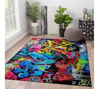 WEECHAINGE Couleur Graffiti Tapis Street Art Pop Culture Tapis pour Salon Chambre à Coucher Tapis de Sol Lavable en Machine Tapis en Peluche Doux 150x210cm