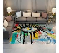 WEECHAINGE Couleur Splash Graffiti Salon Lavable Antidérapant Magenta Jaune Sarcelle Grand Tapis Chambre Cuisine Hall Bureau Salle à Manger d intérieur Poils Ras 200x300cm