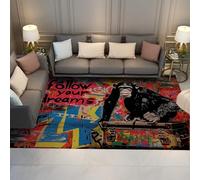 WEECHAINGE Dream Gorilla 180x240cm Tapis Graffiti Style Art Pop Art Salon Tapis Rouge Lavable Chambre Goralia Bleu Rose Entrée Éclaboussé Coups pour Cuisine Buanderie