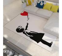WEECHAINGE Fille avec des lavables imprimés Ballons Rouges Salon Grand Tapis 120x180cm Mince Blanc Noir Rouge pour Chambre à Coucher de Sol Abstrait Moderne antidérapant Salle Manger Cuisine d Enfant