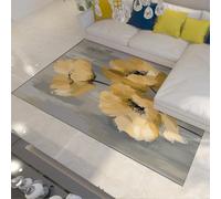 WEECHAINGE Floral Abstrait Gris Moderne Tapis Coquelicot Jaune pour Salon 160x230cm Chambre à Coucher Neutre Style Boho Naturel Facile d Entretien Pile Lavable Grand
