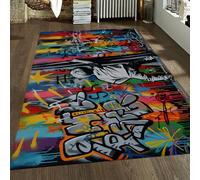 WEECHAINGE Graffiti Monkey pour Chambre à Coucher Salon Tapis 160x200cm lavables entrée de Cuisine antidérapant Chevet Drôles d Animaux Doux Enfants Sol la décoration intérieure
