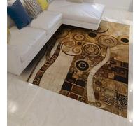 WEECHAINGE Grands Tapis 120x150cm pour Le Salon carpette d entrée Classic Life Tree Descente de lit antidérapant Sol Lavable Vintage Abstrait tourbillonnant Motif géométrique Feuilles Chambre Bureau