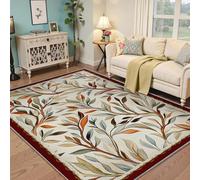WEECHAINGE Grands Tapis 120x150cm pour Le Salon carpette lavables à la Machine Descente de lit Bohèmes Motif Feuille Style Moderne antidérapante Douce Poil Bas Salle Manger Chambre Bureau Studio