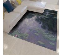 WEECHAINGE Grands Tapis 140x200cm Salon Étang Fleurs de Lotus Surface carpette Couloir Ultra Doux Chambre Descente lit Motif nénuphar Sol Anti détachement Résistants aux Taches Facile à Nettoyer