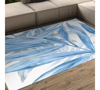 WEECHAINGE Lavable en Machine Grands Salon Tapis 120x180cm Moderne 3D Feuilles de chêne botanique antidérapants à Poils Courts Cuivre Or et Bleu Sarcelle pour Chambre Couloir Cuisine Bureau Gris
