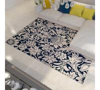 WEECHAINGE lavables Bleu foncé Salon Grand Tapis 100x150cm Vintage Floral Fruits Plantes Motif Victoria de Cuisine avec Support antidérapant Doux à Poils Ras pour Salle Manger Bureau d étude
