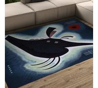 WEECHAINGE lunatique Lavable Tapis 160x200cm pour Les Enfants Chambre à Coucher Décor Deep Blue Glow d Art Moderne Poils Ras Non muant Couloir Entrée Salon