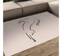 WEECHAINGE Minimal Line Art lavables en Machine Chat étirant Neutre Beige Tapis antidérapant à Poils Ras 180x270cm avec Motif imprimé pour Salon Chambre Coucher Bureau Domicile Intérieur