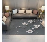 WEECHAINGE Moderne Gris Anthracite Tapis 120x150cm Serene Magnolia Butterfly Print pour Salon Chambre Bureau Non muant et Facile à Nettoyer Floral Lavable