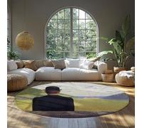 WEECHAINGE Moderne René Magritte Rond Tapis 60cm Lavable Salon Antidérapant Doux Surréaliste Art Homme avec Chapeau Melon Silhouette Faux Laine de Sol pour Chambre Bureau Salle à Manger Cuisine