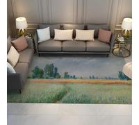 WEECHAINGE Monet Poplar Meadow Moderne Tapis 90x150cm 5mm Confort pour Salon Chambre Bureau sans Perte Facile à Nettoyer Lavable Antidérapant Bleu Vert