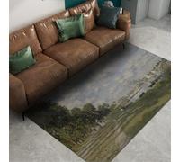 WEECHAINGE Monet Riverbank avec voiliers Lavable pour Salon Tapis 60x120cm Bleu et Vert Moderne Moelleux antidérapant Chambre à Manger Doux Poils Courts