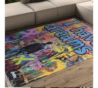 WEECHAINGE Moquette Graffiti de Rue Citations motivantes et rêveur de Style Adolescent Tapis 140x200cm Chambre carpette antidérapant Paillassons Descente lit lavables à Poil Bas Anti Perte pour Salon