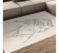 WEECHAINGE Neutre crème Noir Contour pour Salon Grand Tapis Minimal Line Art Femme Visage Pablo Picasso Lavable en Machine de Sol antidérapant 60x90cm Chambre à Manger